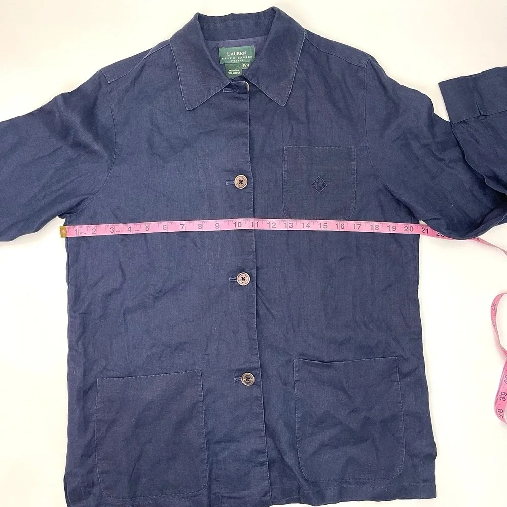 Lauren Ralph Lauren Women's Navy Linen Jacket Size Medium Petite